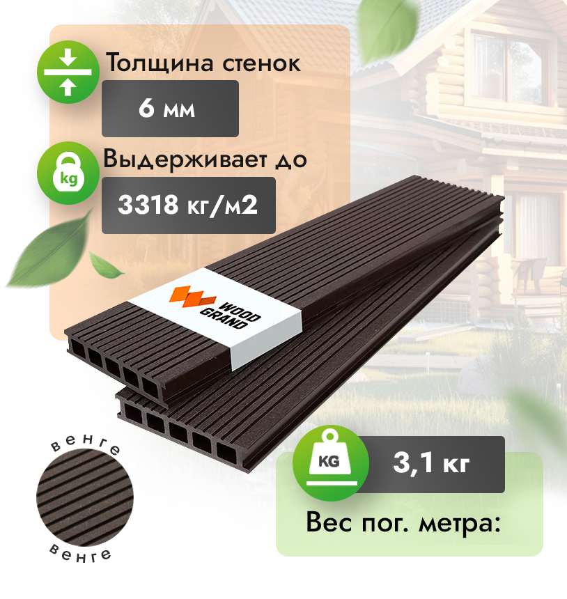 Террасная доска ДПК150x28 мм венге