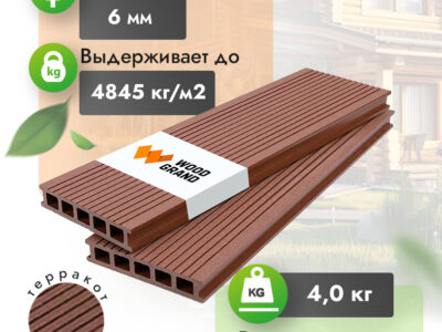 Террасная доска МПК 150x28 мм терракот
