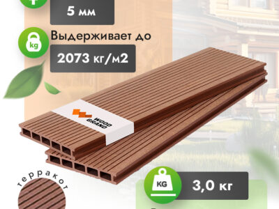 Террасная доска МПК 150x22 мм терракот пенза