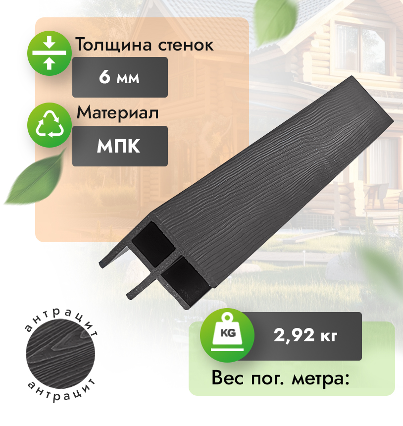 Угол из МПК 80x80 см для грядки антрацит