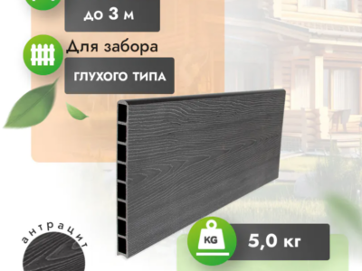 Заборная доска ДПК FORT антрацит