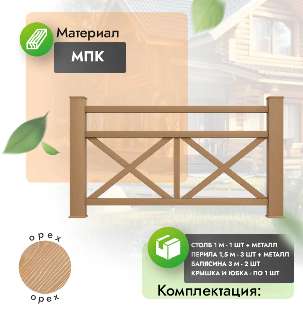 Комплект ограждения «Magnifico» (полный комплект) орех
