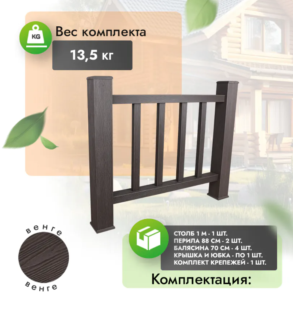 Комплект ограждения «Тиснение под дерево» (без метал. каркаса) венге