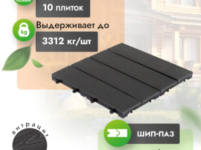 Садовый паркет МПК Classic «Антрацит» с тиснением