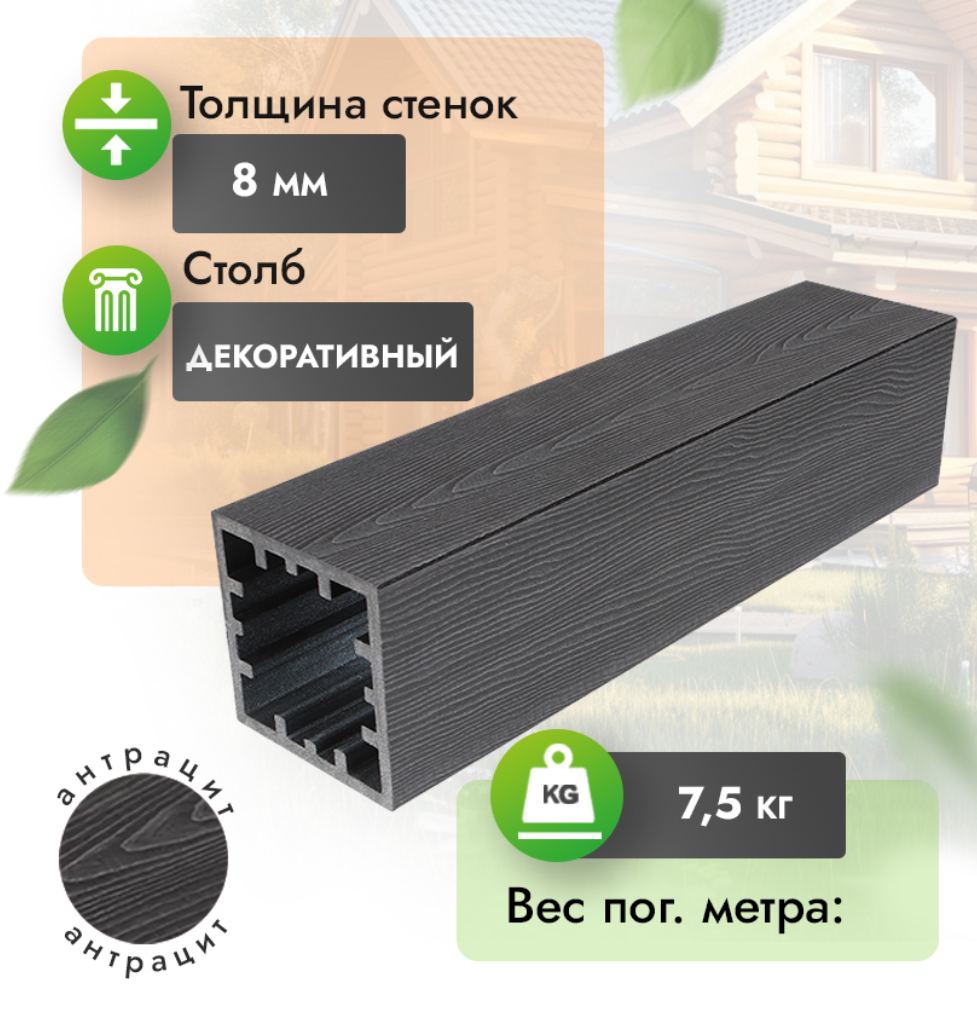 Столб МПК с тиснением 120x120 мм антрацит