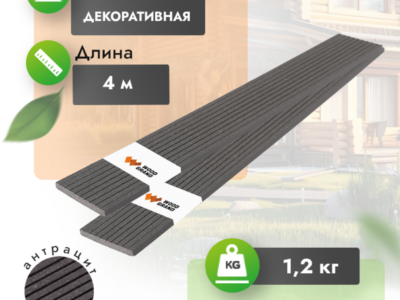 Декоративная планка МПК «Антрацит» 75x10 мм
