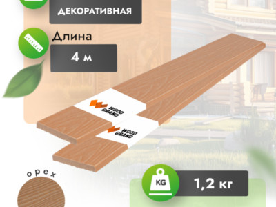 Декоративная планка МПК «Орех» 75x10 мм с тиснением